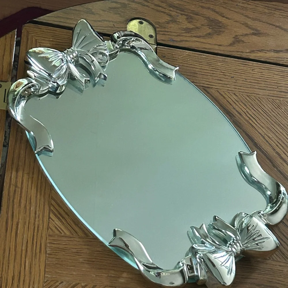 Vintage Silver Bow Vanity Mirror